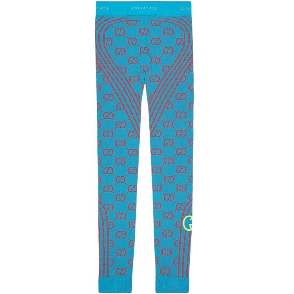 Gucci Love ParadeTeal and Red Logo Leggings NWT Size Small unisex